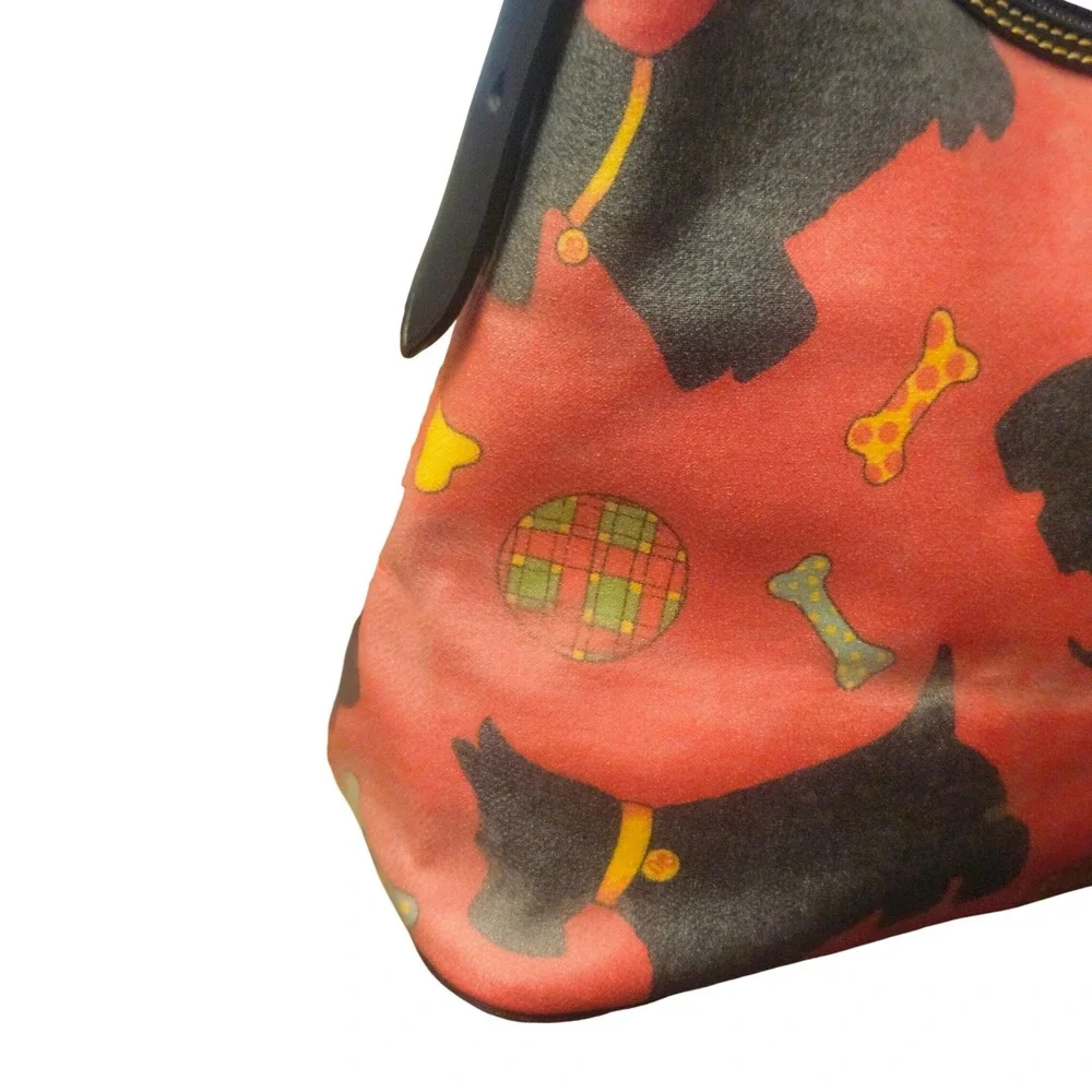 Dooney & Bourke Scottie Dog Print Red Coated Canvas Hobo‎ Shoulder Bag - Picture 2 of 11